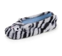 Isotoner Chaussons extra-light pantoufles Ballerines femme imitation fourrure, semelle gomme antidérapante, 35/36, gris foncé tigré