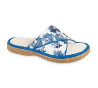 isotoner Chaussons femme en coton biologique motif floral bleu île 39-40