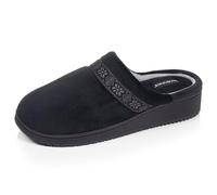 Isotoner Chaussons microvelours mousse à mémoire forme talon 3 7 cm noir femme 37