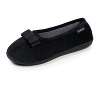 Isotoner Chaussons pantoufles Ballerines femme microvelours semelle ergonomique mousse à mémoire forme, 40 EU, noir