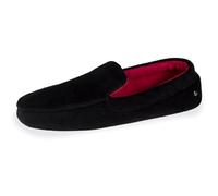 Isotoner Chaussons Mocassins Homme Broderie, Noir, 46 EU