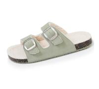 Chaussons Mules Ouvertes Ultra Confortables, En Cuir Vert D'eau 41