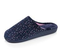 Isotoner Chaussons Mules femme semelle confort mémoire de forme | Pantoufle Microvelours Semelle ergonomique soutenant la voûte plantaire pour un maintien optimal.