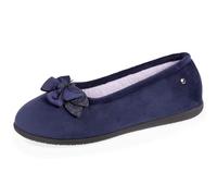 Isotoner Chaussons pantoufles Ballerines femme en microvelours avec un détail nœud, 36 EU, marine