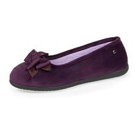 Isotoner Chaussons pantoufles Ballerines femme en microvelours avec un détail nœud, 37 EU, aubergine