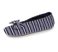 Isotoner Chaussons pantoufles Ballerines femme grand nœud et semelle gomme, 38 EU, rayure marinière