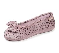 Isotoner Chaussons pantoufles Ballerines femme microvelours semelle ergonomique soutien voûte plantaire, 38 EU, léopard blush
