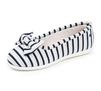 Isotoner Chaussons pantoufles Ballerines femme souples, ultra confortables et légers, confort semelle ergonomique technologie everywear, 38 EU, rayuresbleues