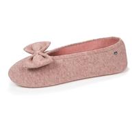 Isotoner Chaussons pantoufles Ballerines femme ultra confortables, semelle en cuir, détail grand nœud, 37/38 EU, rose chiné