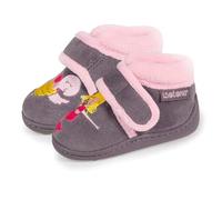 Isotoner Chaussons pantoufles Bottillons bébé fille,fermeture à scratch, semelle antidérapante, 22 EU, gris foncé