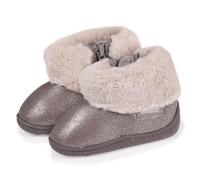 Isotoner Chaussons pantoufles Bottillons bébé fille zip irisé et imitation fourrure 22