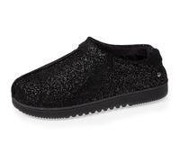 Isotoner Chaussons pantoufles Bottillons femme dessus cuir, semelle confort, 39 EU, noir nacré