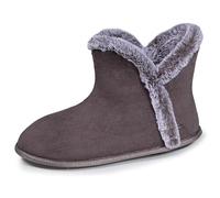 Isotoner Chaussons pantoufles Bottillons femme ultra confortables et chauds, interieur et bordure en fausse fourrure, 38 EU, gris