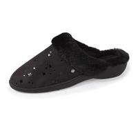 Isotoner Chaussons pantoufles Mules femme etoile et petit talon, 38 EU, noir