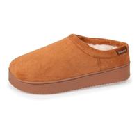 Isotoner Chaussons pantoufles mules femme ultra confortables, modernes, fourrés, avec une semelle plateforme de 3,5 cm, 36, camel