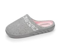Isotoner Chaussons pantoufles Mules fille en tissu polaire, semelle ergonomique confort, 39 EU, gris chiné