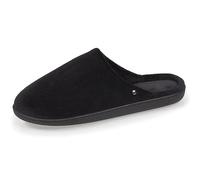 Isotoner Chaussons pantoufles Mules homme ultra confortables et légers, mousse à mémoire de forme, 46 EU, noir/chevrons gris