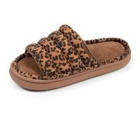 Isotoner Chaussons pantoufles Mules ouvertes femme suédine semelle bloup xtra confort, 39 EU, léopard camel