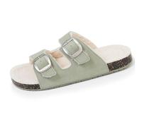 Isotoner Chaussons pantoufles Mules ouvertes femme ultra confortables, en cuir, 41 EU, vert d'eau