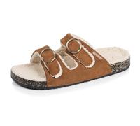 Isotoner Chaussons pantoufles Mules ouvertes femme ultra-confortables patch talon, en cuir, 40 EU, camel