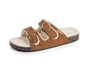 Isotoner Chaussons pantoufles Mules ouvertes femme ultra-confortables patch talon, en cuir, 41 EU, camel