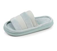 Isotoner Chaussons pantoufles Mules ouvertes femme velours et maille métalisée semelle bloup xtra confort, 36 EU, vertamande