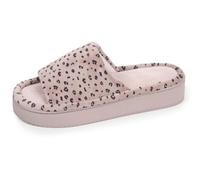 Isotoner Chaussons pantoufles Mules ouvertes femme velours, plateforme 3,5 cm, 38 EU, léopard blush