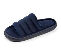 Isotoner Chaussons pantoufles Mules ouvertes homme velours ultra doux, semelle bloup xtra confort, bout ouvert respirant, 43 EU, marine