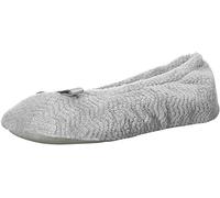 Isotoner Chaussons pour femme en microterry chevron et semelle en tissu pour plus de confort, gris clair, 35.5/36.5 EU
