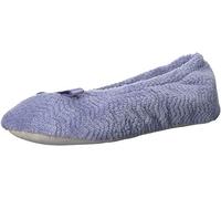 Isotoner Chaussons pour femme en microterry chevron et semelle en tissu pour plus de confort, Vert immersif, 37/38.5 EU