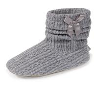 Isotoner Chaussons tricot et nœud satin gris chiné femme 40