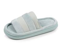 Isotoner Chaussons pantoufles Mules ouvertes femme velours et maille métalisée semelle bloup xtra confort, 40 EU, vertamande