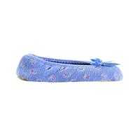 Isotoner Embroidered Plush Terry Ballerina Slippers Sandales platesFemme