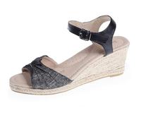 Isotoner Espadrilles Femme à Talon 6 cm et Bout Ouvert détail nœud, 36 EU, Noir