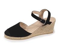 Isotoner Espadrilles Femme à Talon de 6 cm, Ultra Confortable, Semelle à mémoire de Forme, 39, Noir