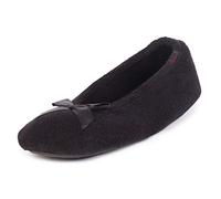 Isotoner Femme Ladies Terry Ballet W/Bow Slippers Chaussons, Noir (Black Blk), Small