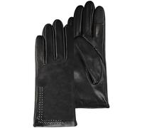 Isotoner Gants femme en cuir d'agneau pleine fleur, doublés soie, tendance et modernes, 7.5=M, noir