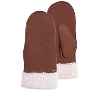 Isotoner Gants femme en cuir de chèvre velours, doublés imitation fourrure, 8=L, cognac