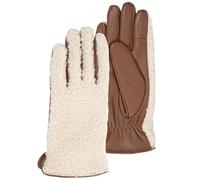 Isotoner Gants femme tactiles en cuir d'agneau pleine fleur - doublés chaud, 7=S, cognac