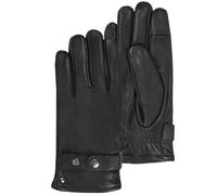 Isotoner Gants homme tactiles, en cuir de chèvre, doublé imitation micro-fourrure, 8.5=M, noir