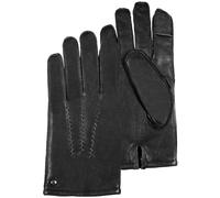 Isotoner Gants homme tactiles, en cuir de chèvre, doublé imitation micro-fourrure, 8=S, noir