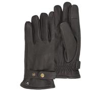 Isotoner Gants tactiles, en cuir de chèvre, doublé imitation micro-fourrure marron homme