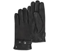 Isotoner Gants tactiles, en cuir de chèvre, doublé imitation micro-fourrure noir homme