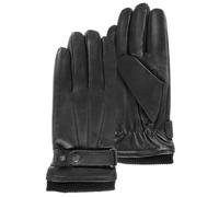 Isotoner Gants homme tactiles en cuir de chèvre pleine fleur - doublés polaire, 9=L, noir
