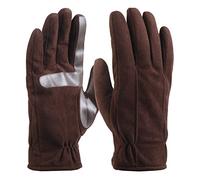 Isotoner Microfiber Touchscreen Texting Warm Lined Cold Weather Gloves with Water Repellent Technology Gants, Marron foncé, L Homme