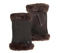 Isotoner Mitaines femme cuir d'agneau pleine fleur - doublées imitation fourrure, 7.5=M, marron