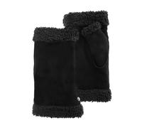 Isotoner Mitaines femme en cuir de chèvre velours, doublés imitation fourrure