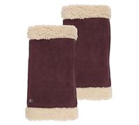 Isotoner Mitaines femme en cuir de chèvre velours, doublés imitation fourrure, 7.5=M, bordeaux