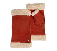 Isotoner Mitaines femme en cuir de chèvre velours, doublés imitation fourrure