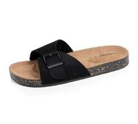 Isotoner Mules Claquettes Femme à Simple Bride Noire, Semelle intérieur Patch Talon Ultra Confortables, 36 EU, Noir